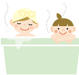 お風呂に入る家族