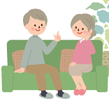 リビングでくつろぐ夫婦
