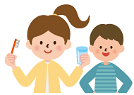 洗面所を利用する家族
